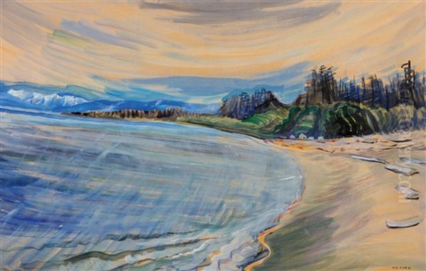 Beach Below Royal Roads Training School, Albert Head, Victoria, Bc Oil Painting by Emily M. Carr