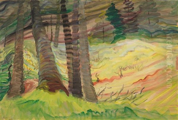 Woodland Interior Oil Painting by Emily M. Carr