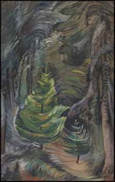 Forest Interior Oil Painting by Emily M. Carr