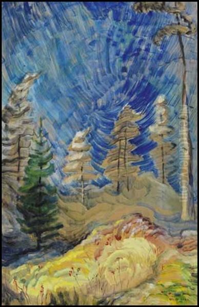 Frivolous September ~ Up The Gorge (blue Sky And Forest) Oil Painting by Emily M. Carr