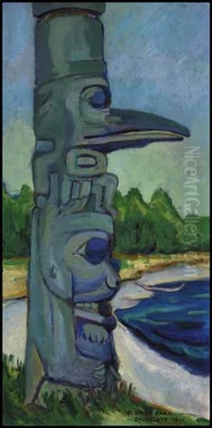 Skidegate Oil Painting by Emily M. Carr
