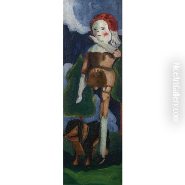 Wooden Doll Oil Painting by Emily M. Carr