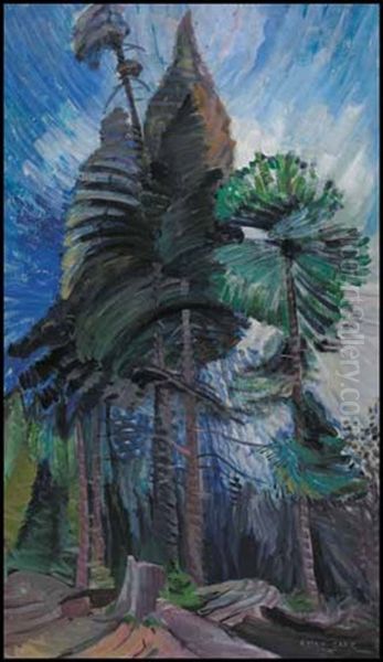 Wind In The Tree Tops Oil Painting by Emily M. Carr