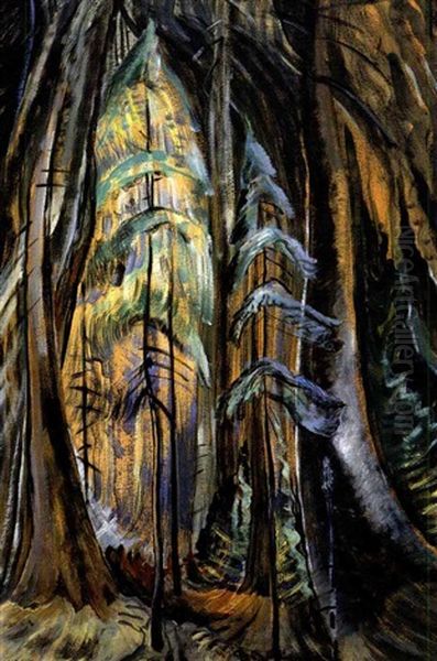 Deep Forest, New And Old Oil Painting by Emily M. Carr