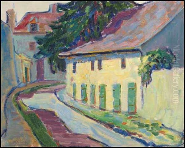 Town In Brittany Oil Painting by Emily M. Carr