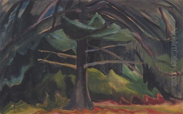 Treescape Oil Painting by Emily M. Carr