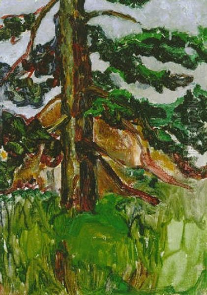 Untitled (tree In A Landscape) Oil Painting by Emily M. Carr
