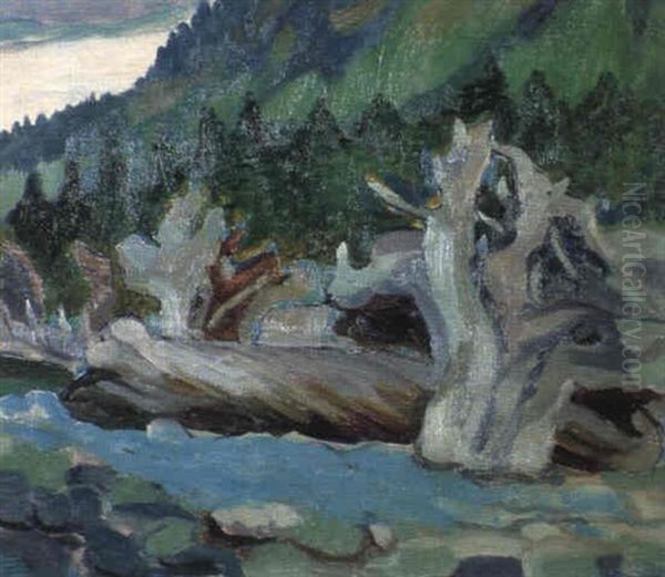 Old Stumps, Cordova Bay Oil Painting by Emily M. Carr