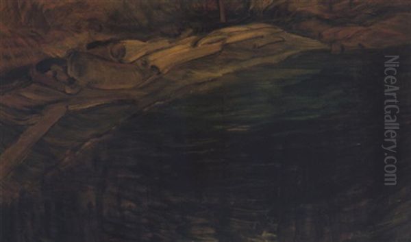 Logs On A Beach Oil Painting by Emily M. Carr