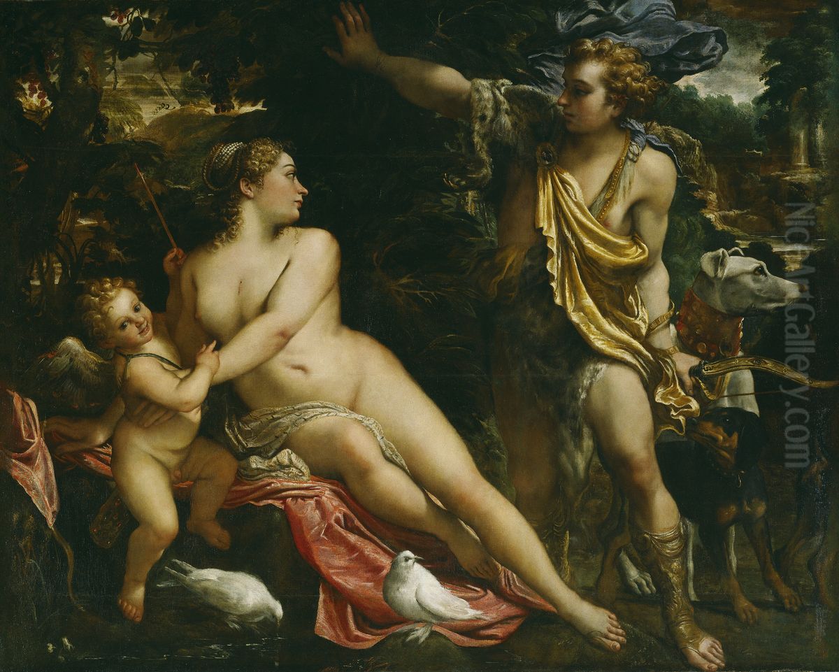 Venus, Adonis And Cupid Oil Painting by Annibale Carracci