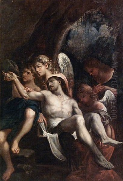 Cristo Deposto Dagli Angeli Oil Painting by Annibale Carracci