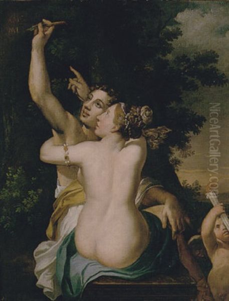 Angelica And Medoro Oil Painting by Annibale Carracci