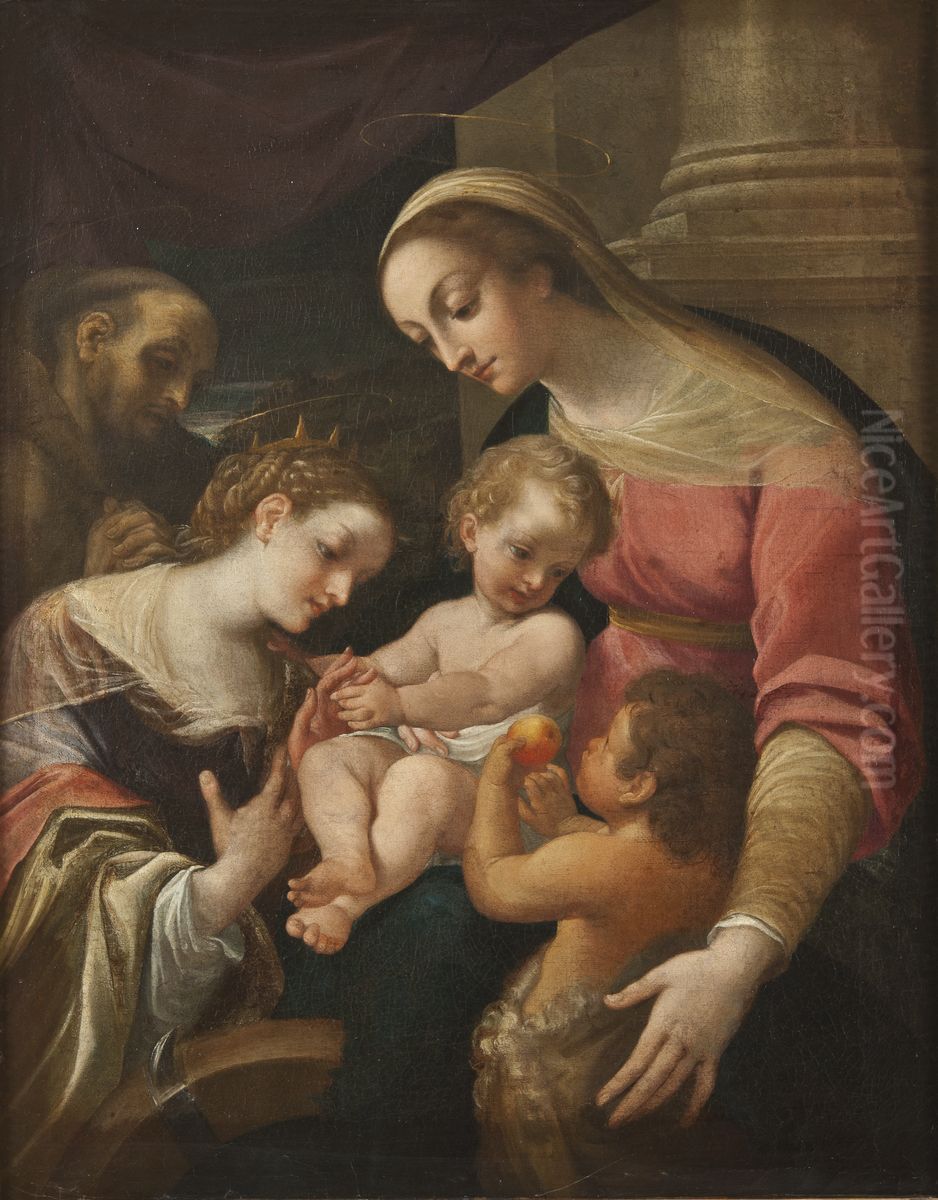 Sankta Katarinas Trolovning Oil Painting by Ludovico Carracci
