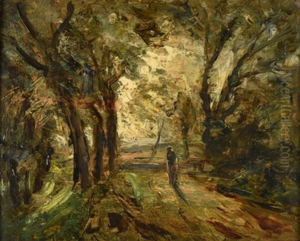Chemin A L'oree Du Bois Oil Painting by Louis-Hilaire Carrand