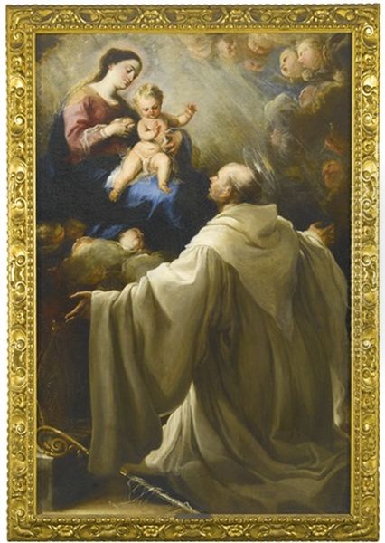 The Virgin Lactans With Saint Bernard Oil Painting by Juan Carreno De Miranda