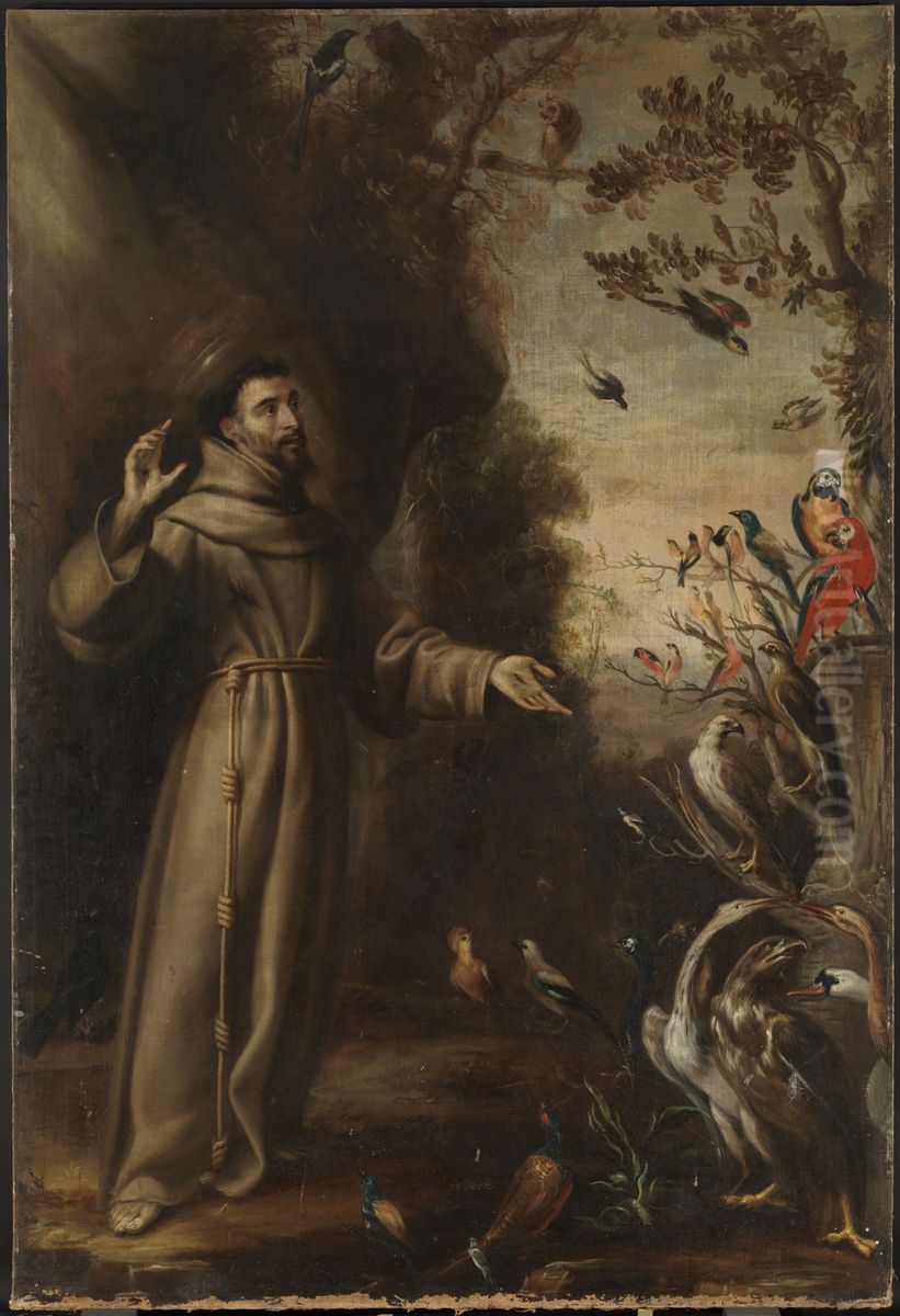 San Francisco Predicando A Las Aves Oil Painting by Juan Carreno De Miranda