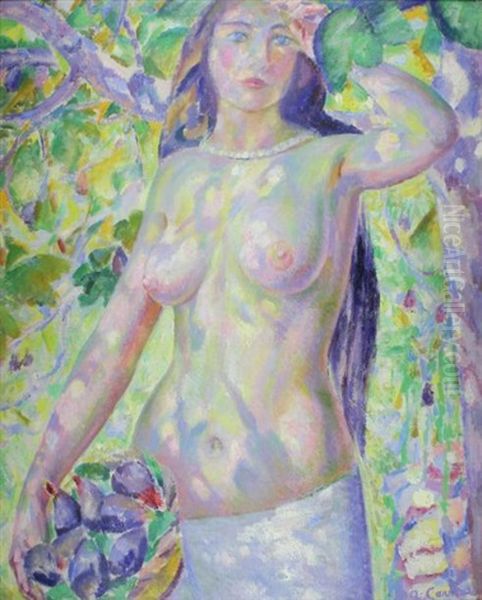 Femme Au Panier De Figues Oil Painting by Augustin Carrera