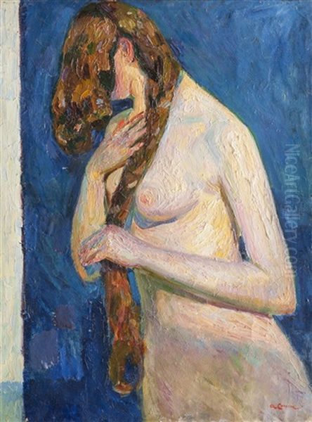 Jeune Femme A La Tresse Oil Painting by Augustin Carrera