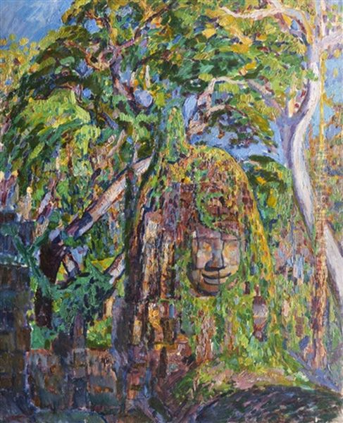 Ruines De Temple En Foret Oil Painting by Augustin Carrera