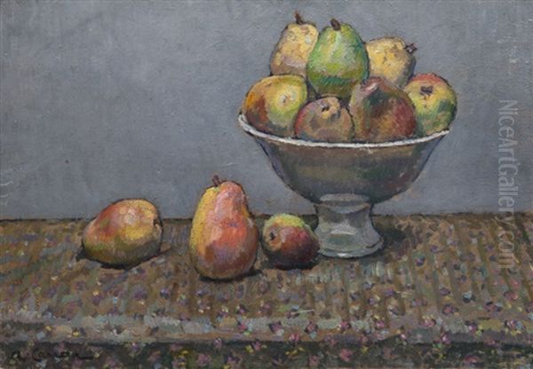 Nature Morte Aux Poires Oil Painting by Augustin Carrera