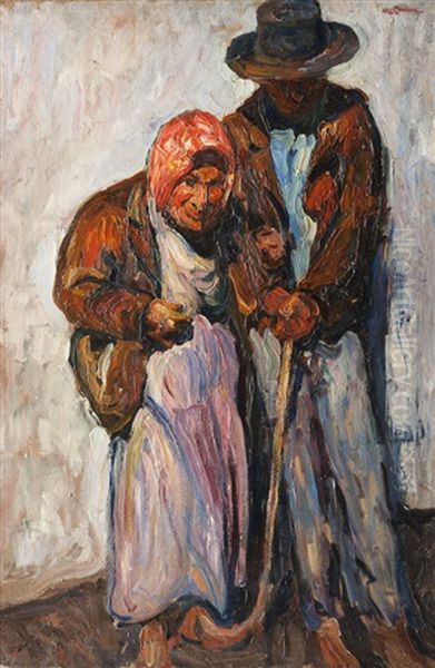 Couple De Paysans Oil Painting by Augustin Carrera