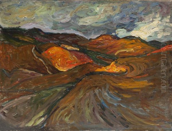 Paysage Ocre Oil Painting by Augustin Carrera