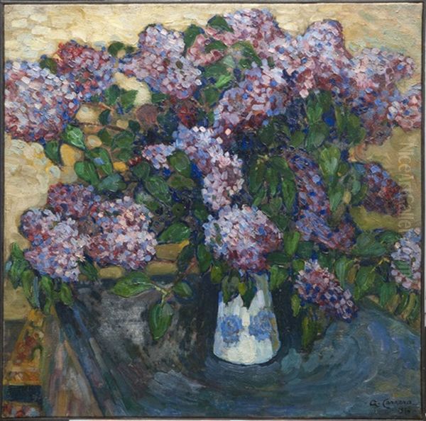 Vase Au Lilas Oil Painting by Augustin Carrera