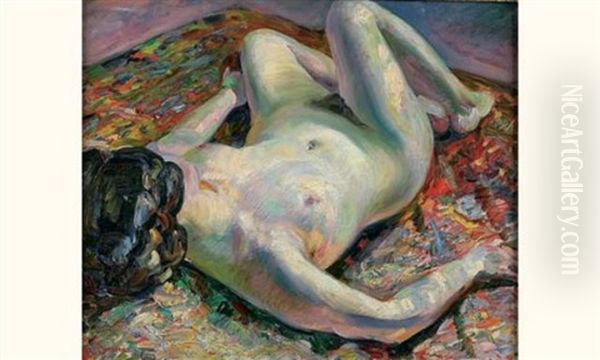 Nu Allonge Oil Painting by Augustin Carrera