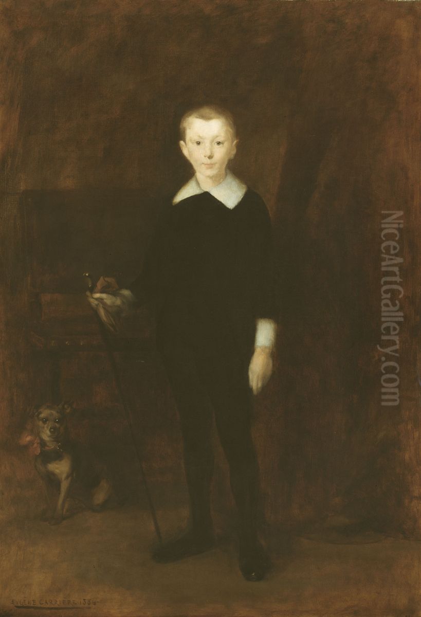 Portrait Of A Boy Oil Painting by Eugene Carriere