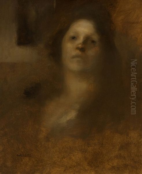 Jeune Femme, Vue De Face Oil Painting by Eugene Carriere