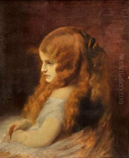 Portrait De Jeune Fille (helena) Oil Painting by Eugene Carriere