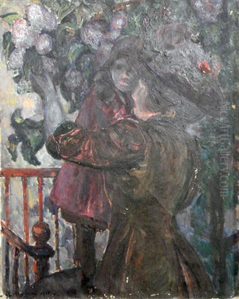 Deux Femmes Dans Un Jardin Oil Painting by Eugene Carriere