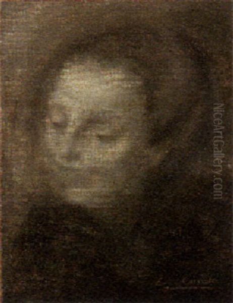 Portrait Of A Lady Oil Painting by Eugene Carriere