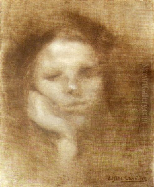 Portrait Of A Girl Oil Painting by Eugene Carriere
