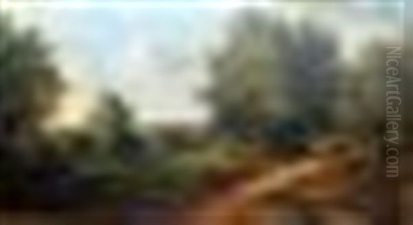 Landscape With Deer Oil Painting by James Howe Carse