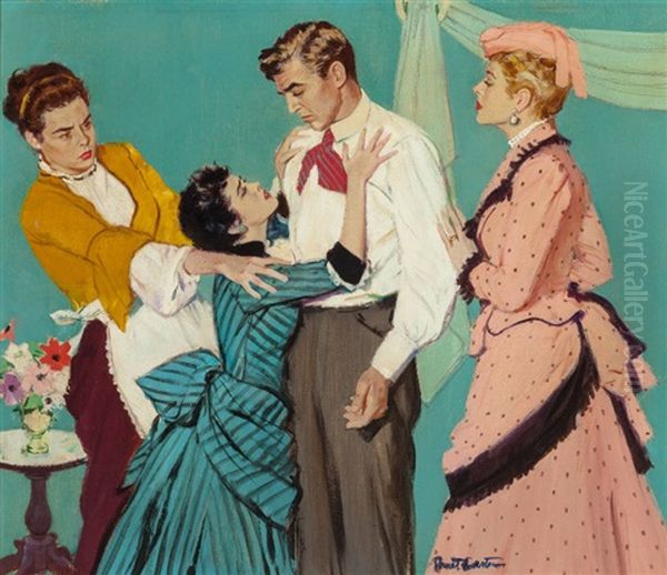 The Gipsy In The Parlour, Ladies Home Journal Magazine Story Illustration, January Oil Painting by Pruett Carter