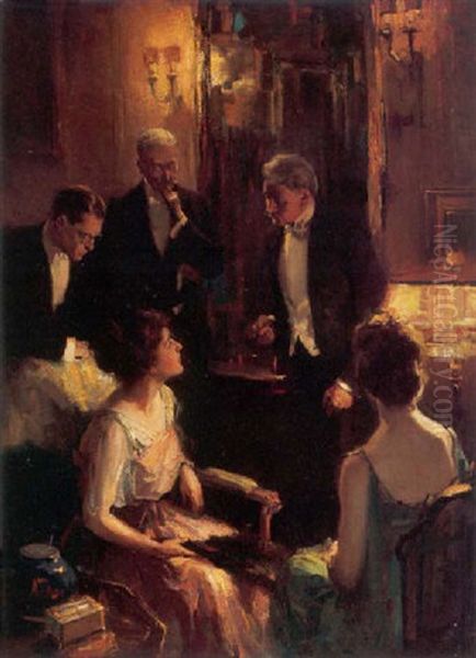 An Evening Conversation Oil Painting by Pruett Carter