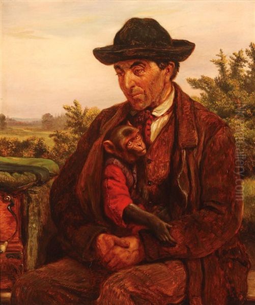 An Organ Grinder And His Monkey Oil Painting by Samuel John Carter