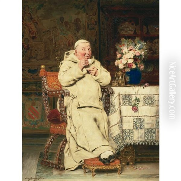 Tea Time Oil Painting by Antonio Casanova y Estorach