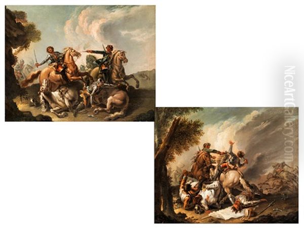 Reiterschlachten (pair) Oil Painting by Francesco Giuseppe Casanova