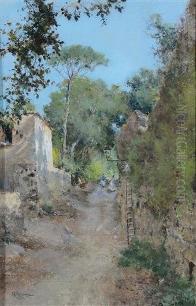 Vialetto Oil Painting by Giuseppe Casciaro
