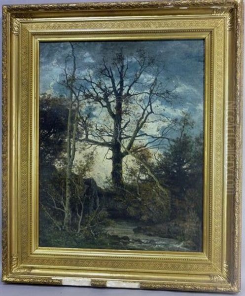 Torrent En Foret De Fontainebleau Oil Painting by Armand Theophile Cassagne