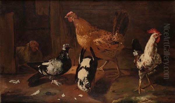 Galline Oil Painting by Giovanni Agostino Cassana