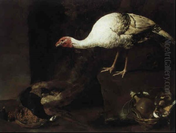 Natura Morta Con Tacchino Oil Painting by Giovanni Agostino Cassana
