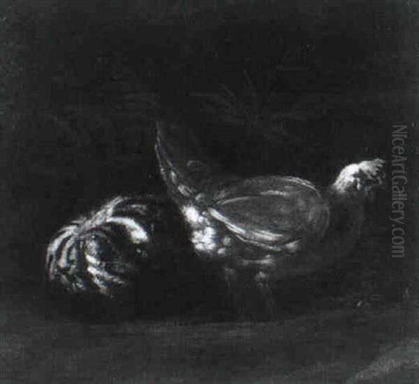 Pollo Con Un Melone Oil Painting by Giovanni Agostino Cassana