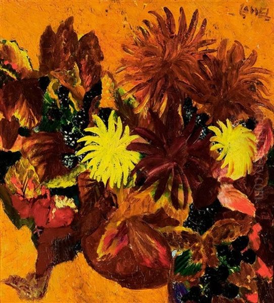 Stilleben Mit Dahlien Oil Painting by Pol Cassel