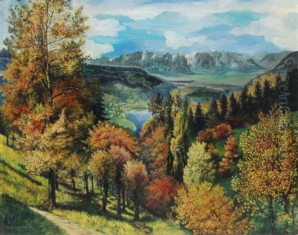 Herbstliche Landschaft Oil Painting by Pol Cassel