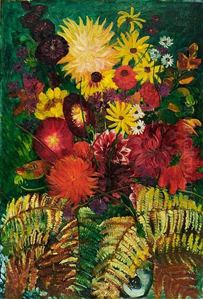 Stilleben Mit Dahlien Oil Painting by Pol Cassel