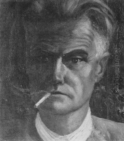 Selbstbildnis Rauchend Oil Painting by Pol Cassel