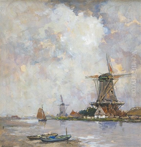 Riviere En Hollande Oil Painting by Hendrick Cassiers